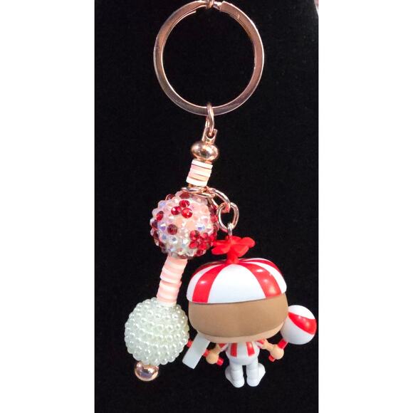 Handmade Beaded Keychain With Mini Figure | One of a Kind - Picture 5 of 8